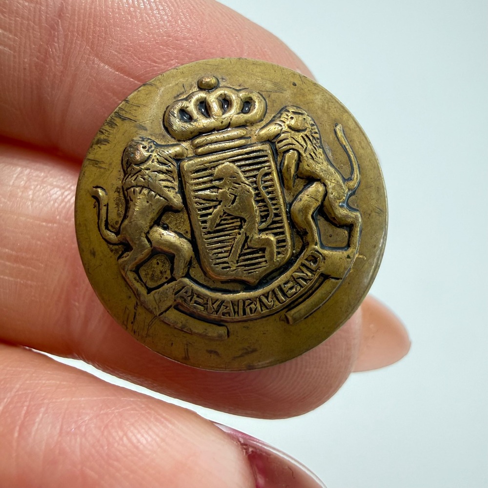 Vintage Heraldic Lion Crest Metal Blazer‎ Buttons Brass Gold Tone Set of 4 - Picture 6 of 10
